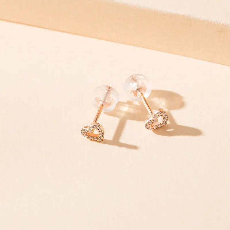Heart To Heart 18K Gold Stud Earrings Women's-1