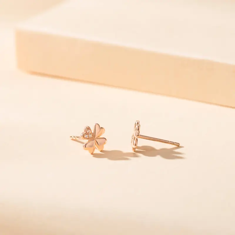 Heart To Heart 18K Gold Stud Earrings Women's-1