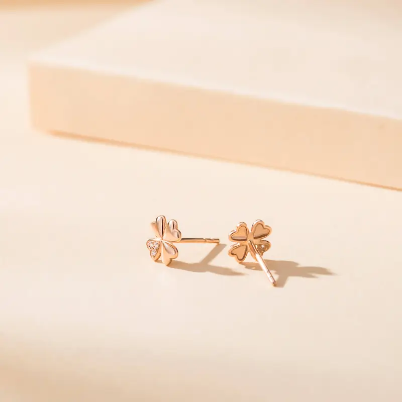 Heart To Heart 18K Gold Stud Earrings Women's-4