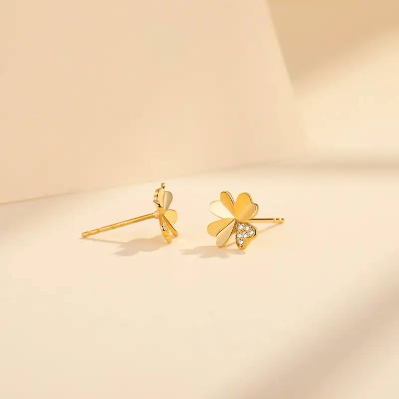 Heart To Heart 18K Gold Stud Earrings Women's-3