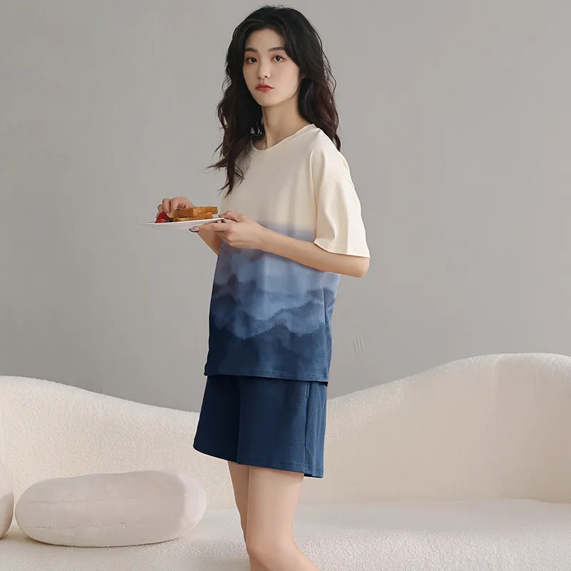 Close fitting Areas Pajama Set Women's Apricot-1