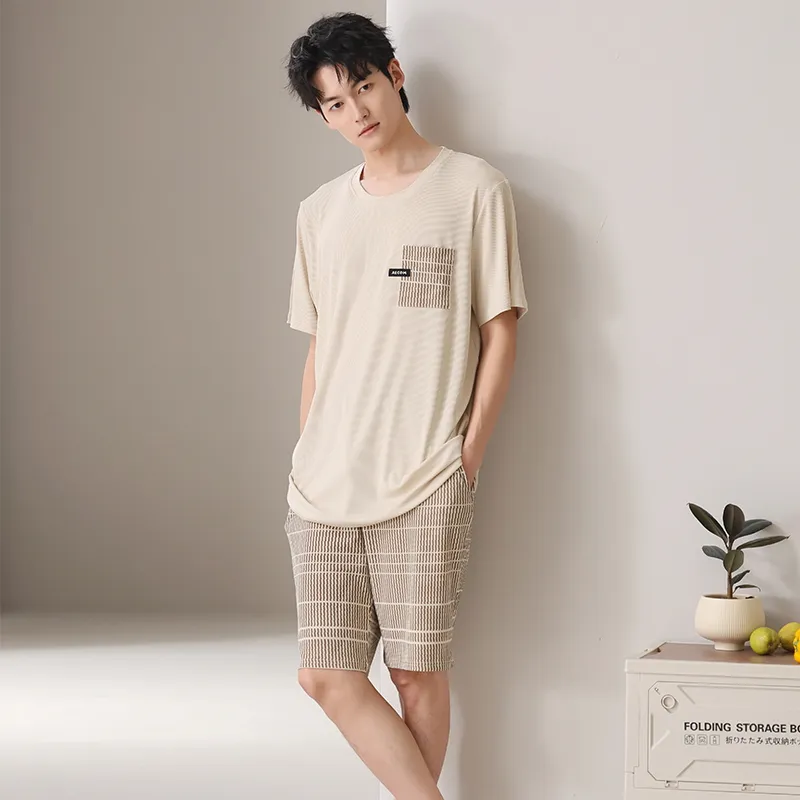 Close fitting Areas Pajama Set Men's-19