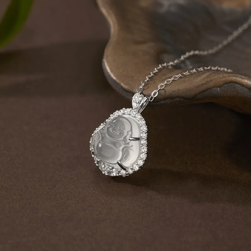 CHUVORA Maitreya Buddha Necklace For Women's Collarbone Chain New Chinese Style Accessories Gift S925 Silver Women's-3
