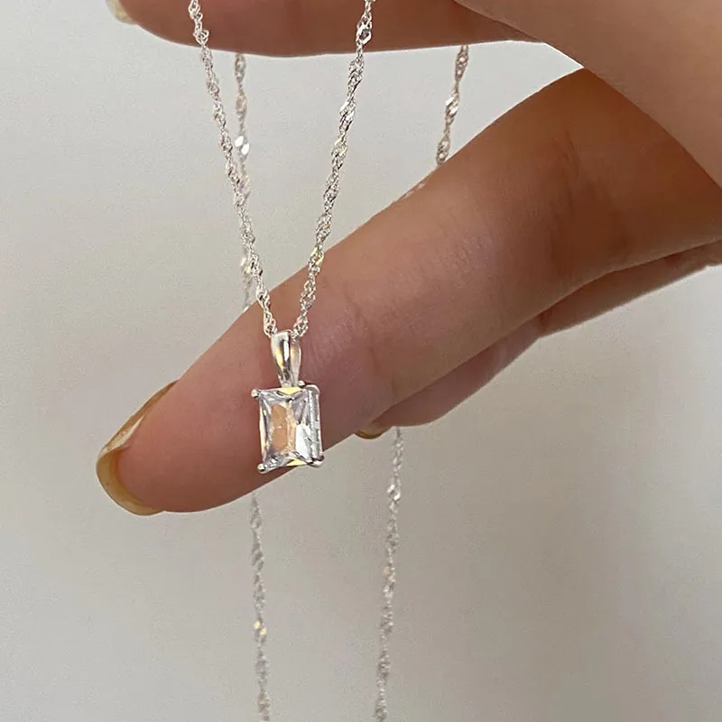 CHUVORA S925 Sterling Silver Water Wave Chain Minimalist Style Niche Collarbone Chain Versatile Silver Women's-1