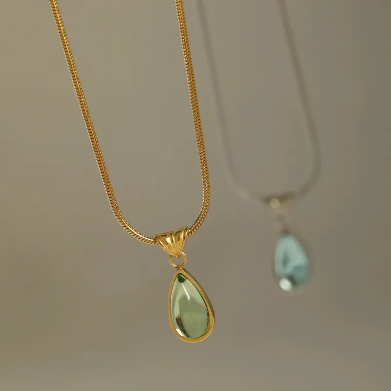 CHUVORA Turquoise Ocean Pendant Collarbone Chain Gold Plated Non Fading Women's-4