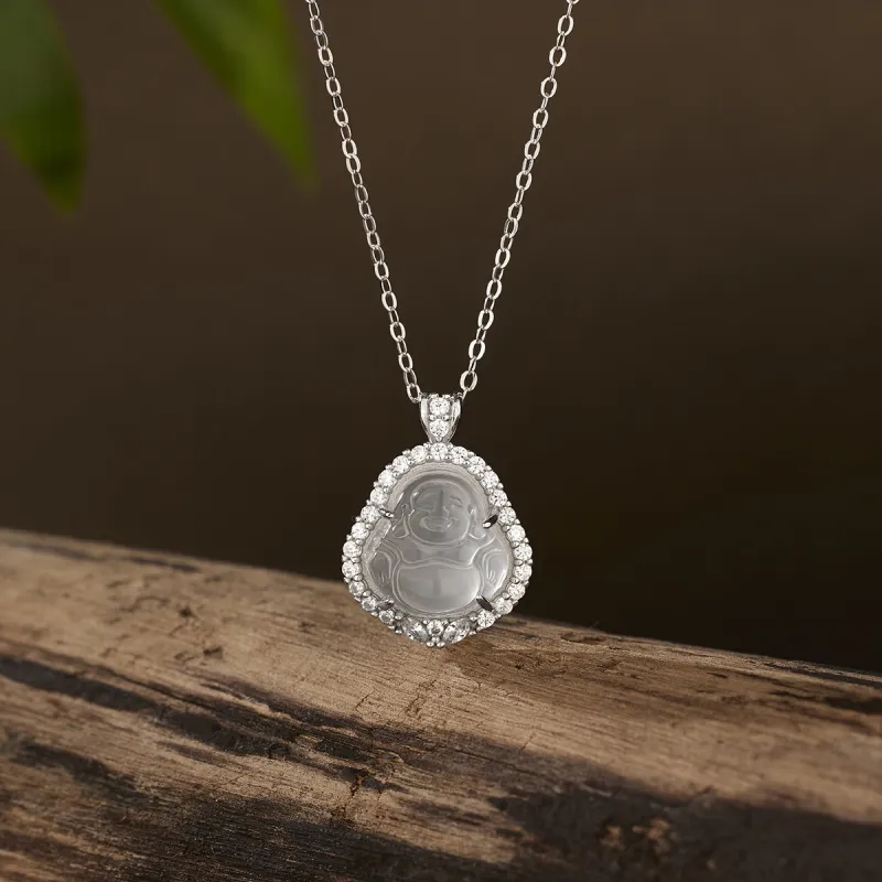 CHUVORA Maitreya Buddha Necklace For Women's Collarbone Chain New Chinese Style Accessories Gift S925 Silver Women's-2