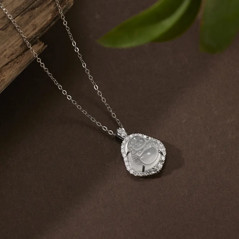 CHUVORA Maitreya Buddha Necklace For Women's Collarbone Chain New Chinese Style Accessories Gift S925 Silver Women's-1