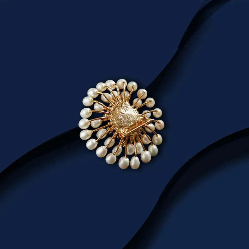 Marco Bizzarri Copper INS Designed Elegant Floral Round Bead Ornament Anti Flash Pin Women's-5