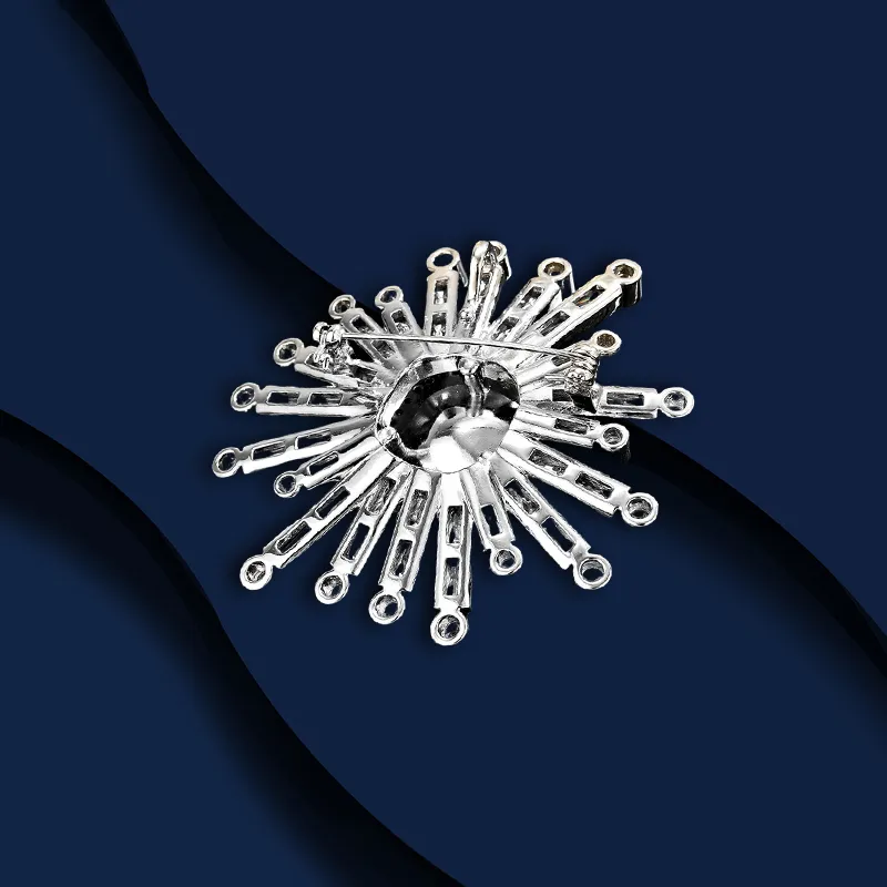 Marco Bizzarri Alloy INS Designed Sunflower Blue Elegant Brooch With Full Diamonds Decoration Anti Flash Pin Women's-4