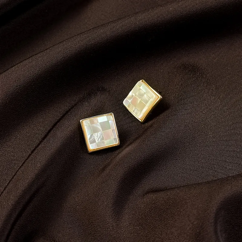 Anxious Mother Of Pearl Stud Earrings Women's-6