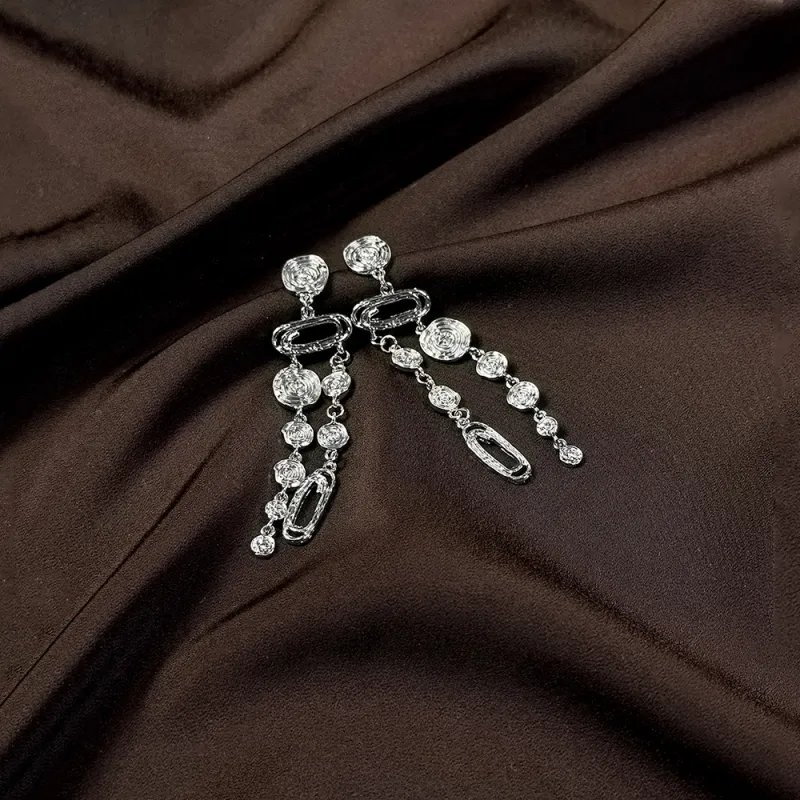 Anxious Alloy Silver Stud Earrings Women's-4