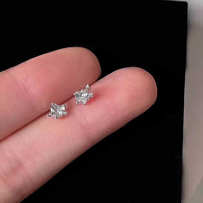 Anxious 925 Sterling Silver Needle Stud Earrings Women's-4