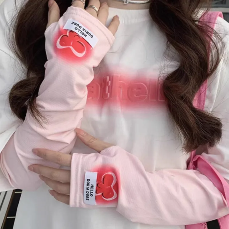 Anxious Ice Silk Polyester Sun Protection Sleeves Women's-23