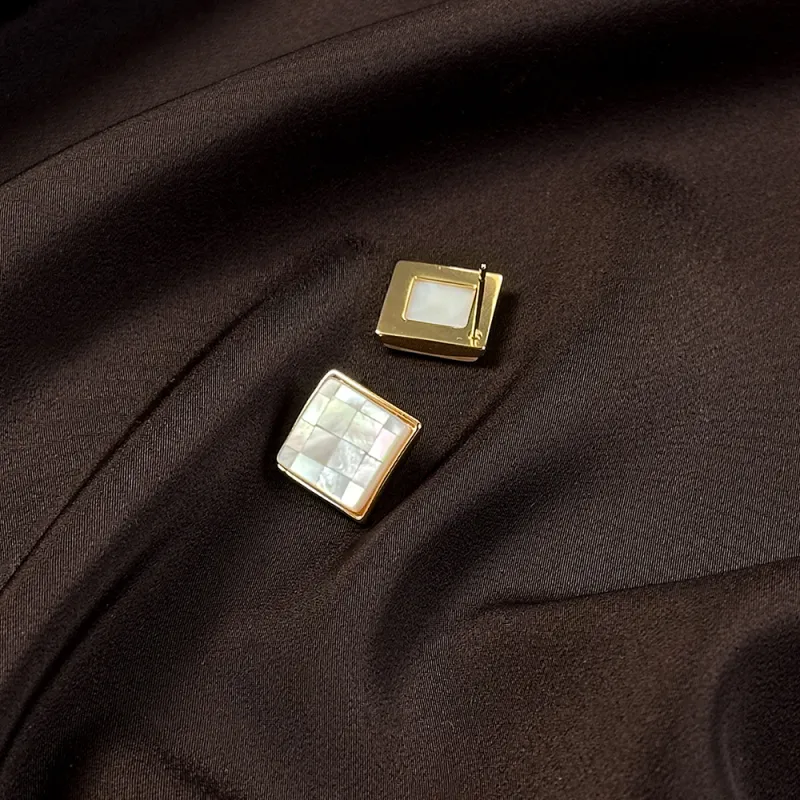 Anxious Mother Of Pearl Stud Earrings Women's-7