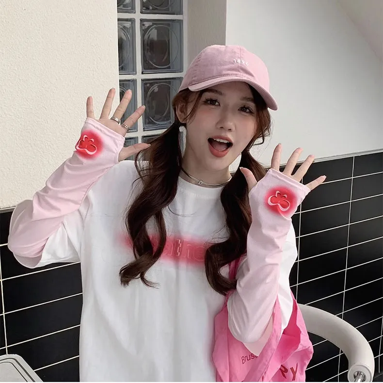 Anxious Ice Silk Polyester Sun Protection Sleeves Women's-20