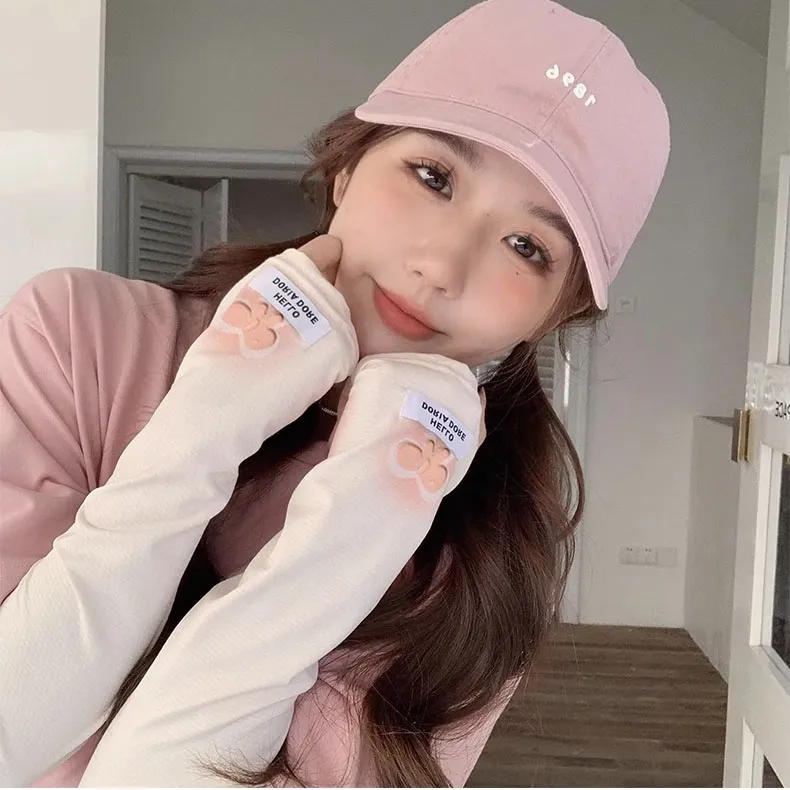Anxious Ice Silk Polyester Sun Protection Sleeves Women's-3