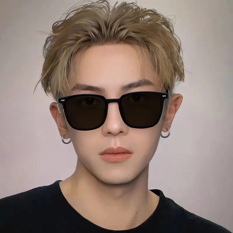 Anxious TR/Memory Plastic Square Sunglasses Unisex-1