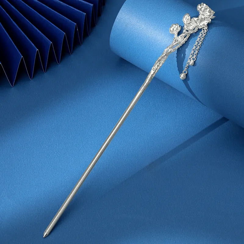 Sentimentality 999 Fine Silver Foot Silver Hairpins Women's-1