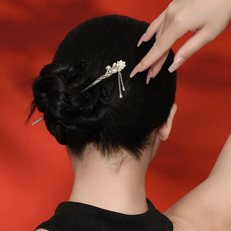 Sentimentality 999 Fine Silver Foot Silver Hairpins Women's-4
