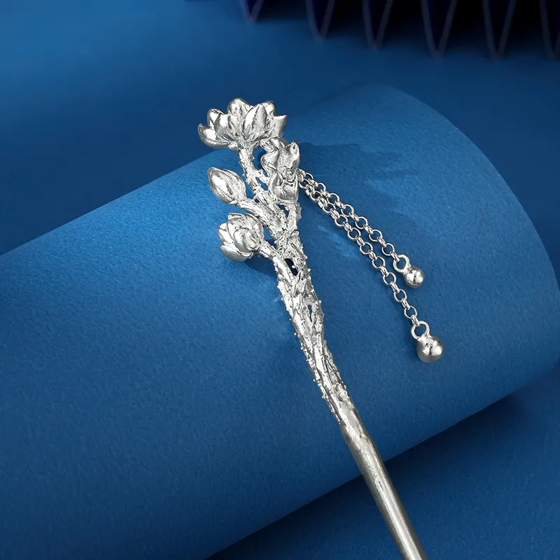 Sentimentality 999 Fine Silver Foot Silver Hairpins Women's-2