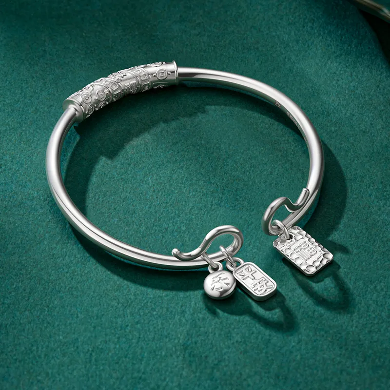 Sentimentality 9999 Pure Silver Bangles Unisex-2