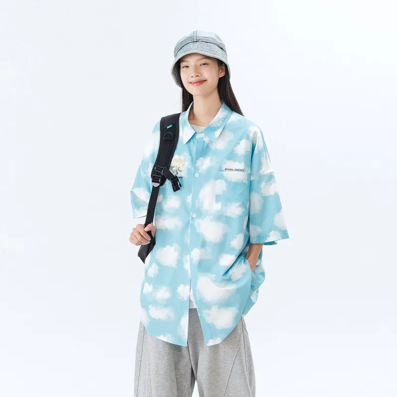 BRYAN JIMENEZ Shirts Unisex Blue With Cloud-3