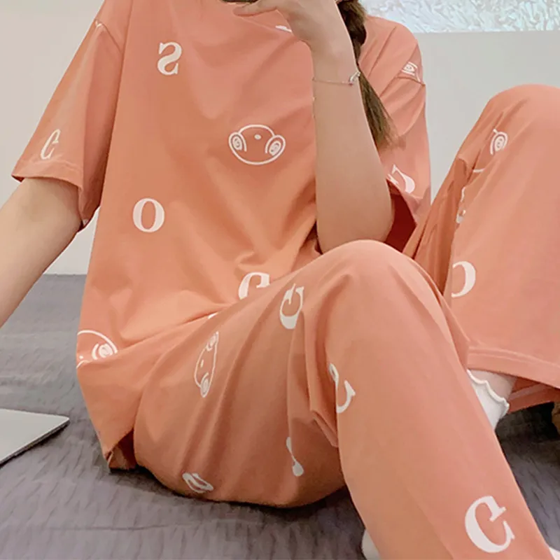 CAIHENGTONG Pajama Set Women's Orange Red-2