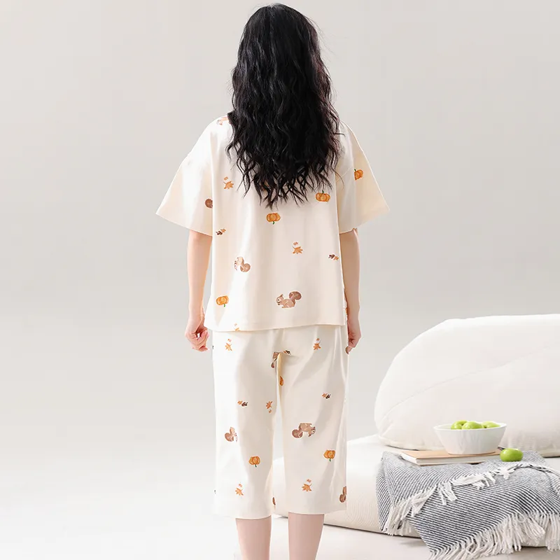 CAIHENGTONG Pajama Set Women's Apricot-3