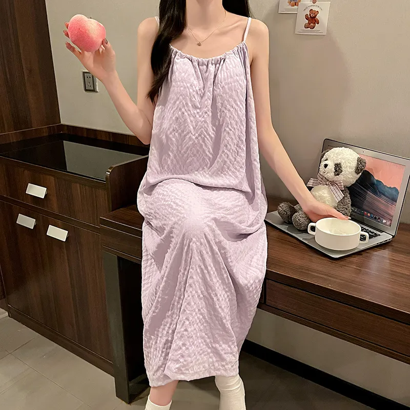 CAIHENGTONG Nightgown Women's Purple-4