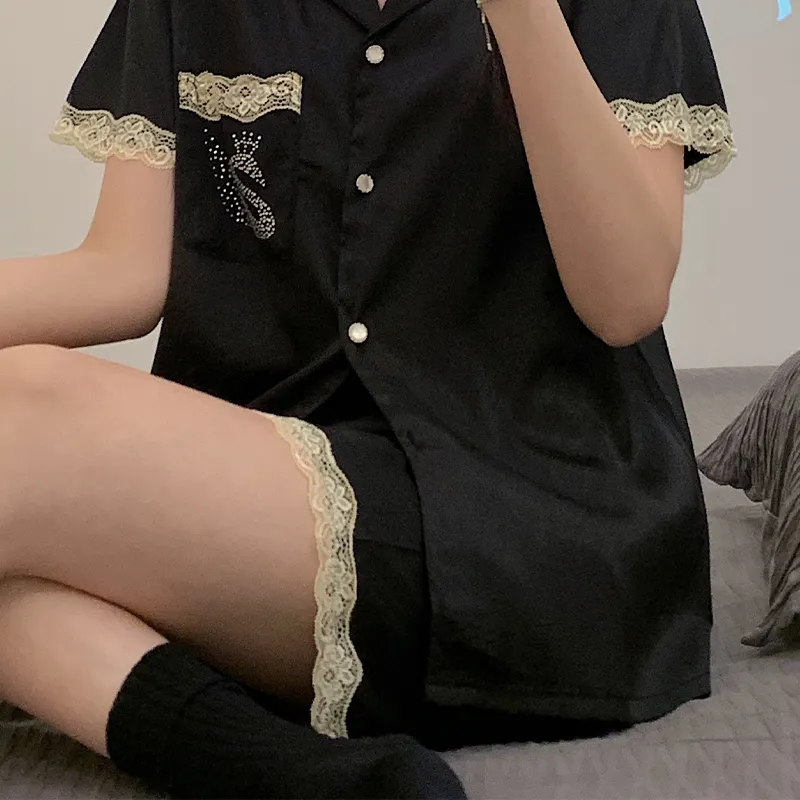 CAIHENGTONG Pajama Set Women's Black-5
