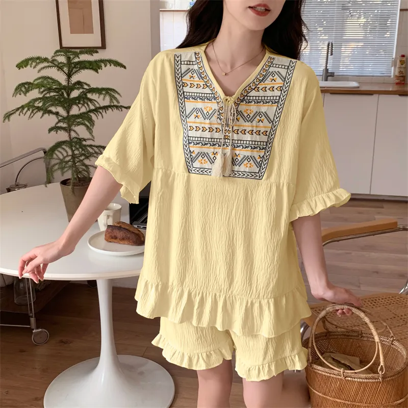 CAIHENGTONG Pajama Set Women's Yellow-1