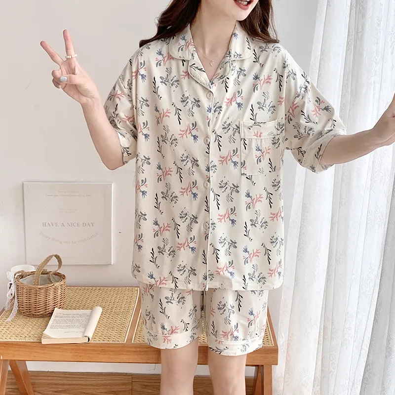 CAIHENGTONG Pajama Set Women's All Over Print Floral-11