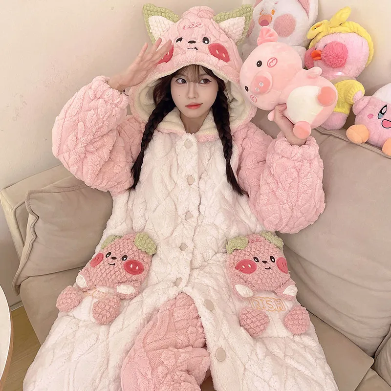 CAIHENGTONG Pajama Set Women's Apricot Pink-4