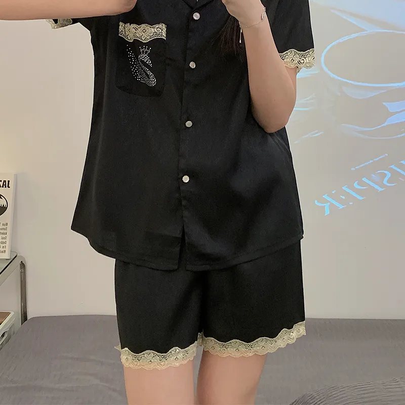 CAIHENGTONG Pajama Set Women's Black-1