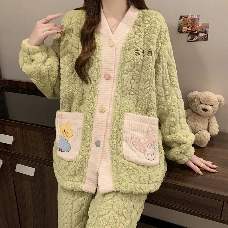 CAIHENGTONG Pajama Set Women's Green-2