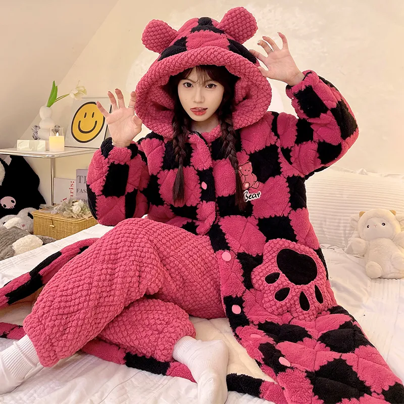 CAIHENGTONG Pajama Set Women's Rose Red-4