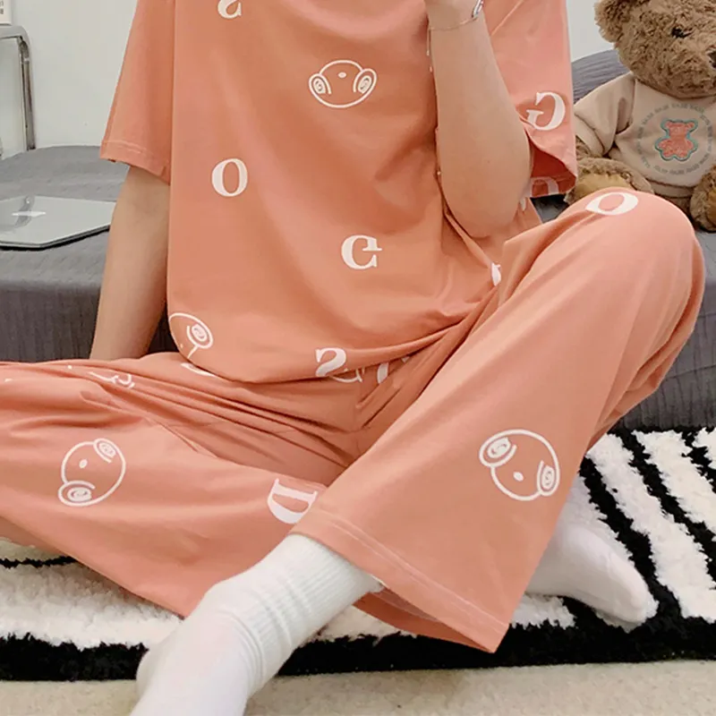 CAIHENGTONG Pajama Set Women's Orange Red-3