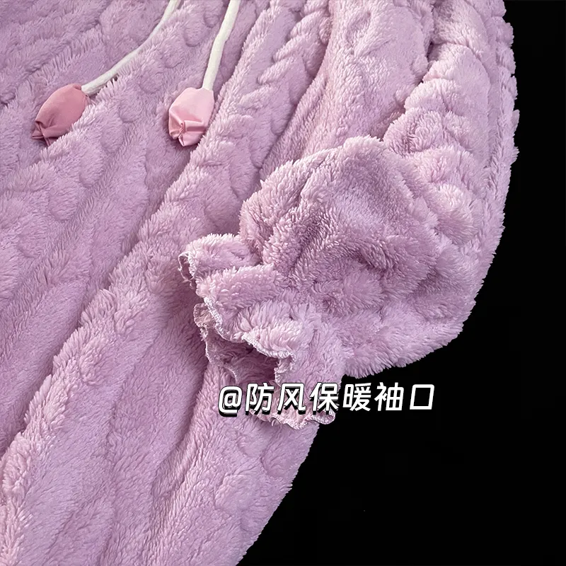 CAIHENGTONG Nightgown Women's Bowknot Floral Purple-1