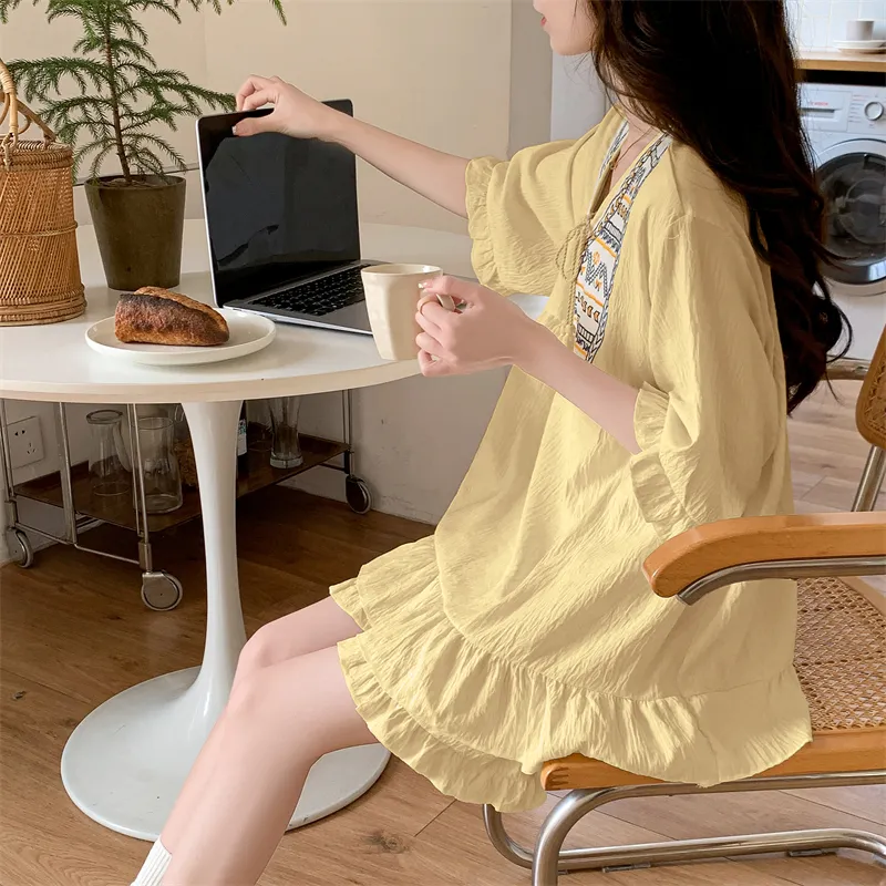 CAIHENGTONG Pajama Set Women's Yellow-6