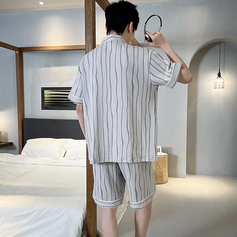 CAIHENGTONG Pajama Set Men's Silver-1