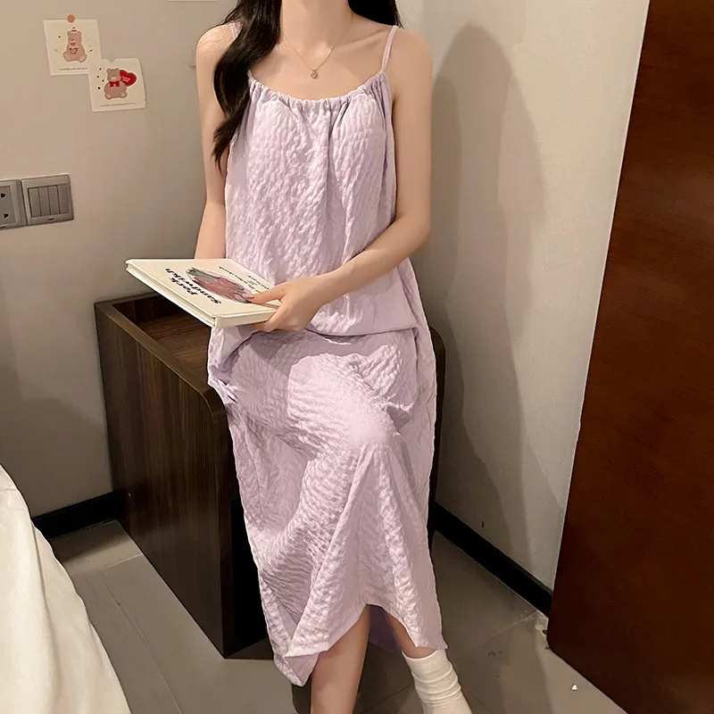 CAIHENGTONG Nightgown Women's Purple-6