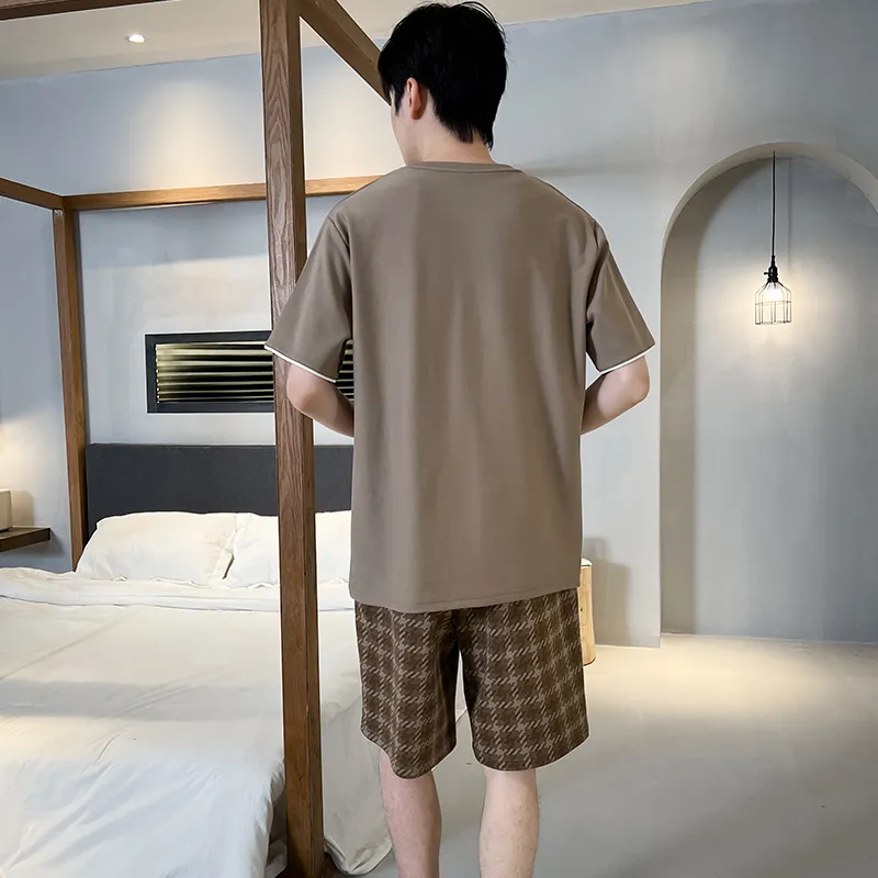 CAIHENGTONG Pajama Set Men's Brown-1