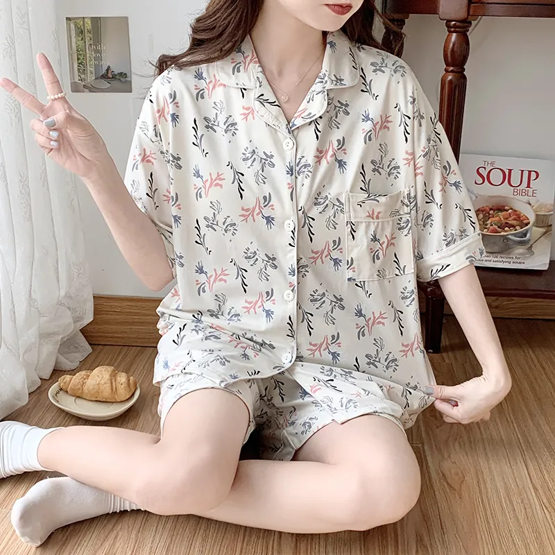CAIHENGTONG Pajama Set Women's All Over Print Floral-8