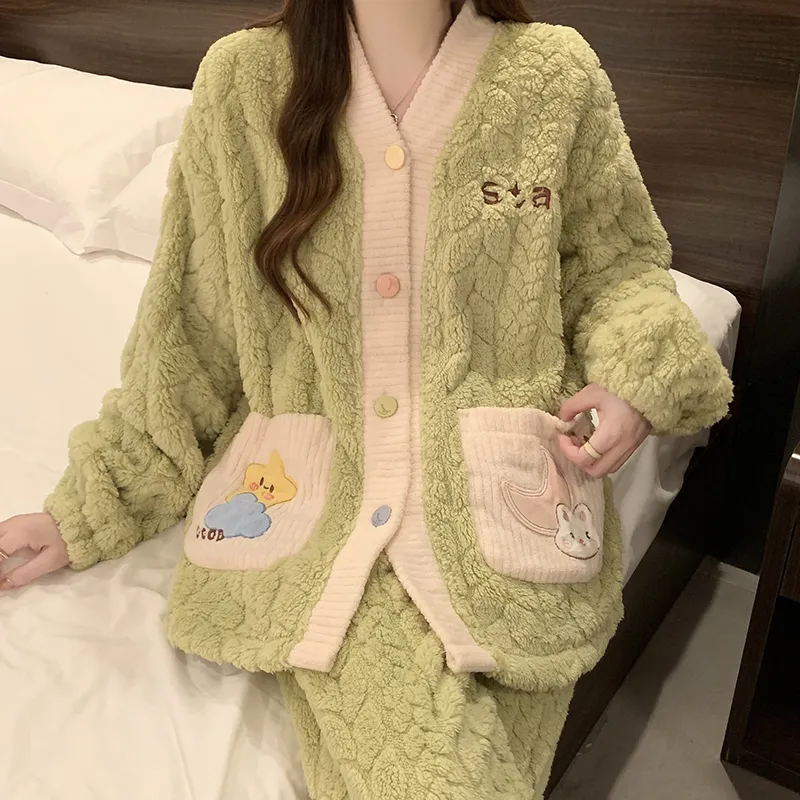 CAIHENGTONG Pajama Set Women's Green-5