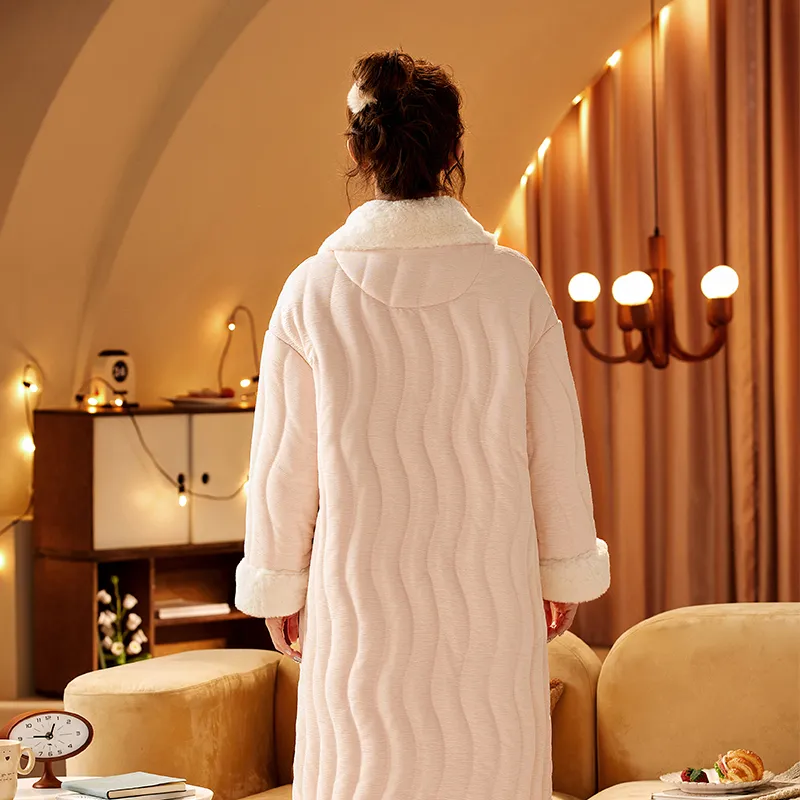 CAIHENGTONG Pajama Robe Women's Apricot Pink-1
