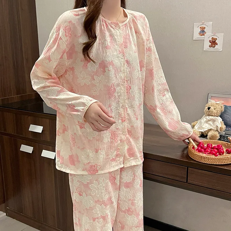 CAIHENGTONG Pajama Set Women's Romantic Flower Language-5