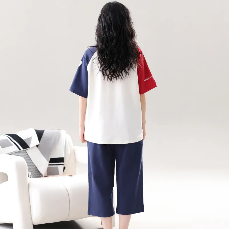 CAIHENGTONG Pajama Set Women's Red Blue-1