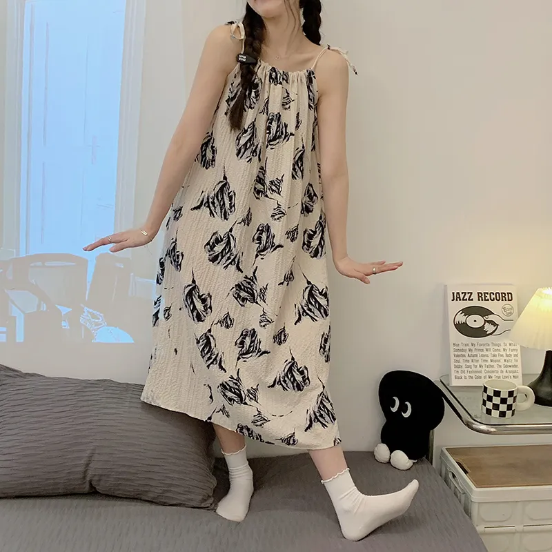 CAIHENGTONG Nightgown Women's Vintage Floral-9