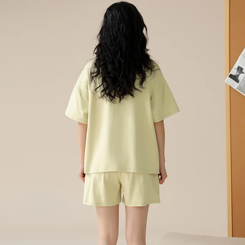 CAIHENGTONG Pajama Set Unisex Cream Apricot-5