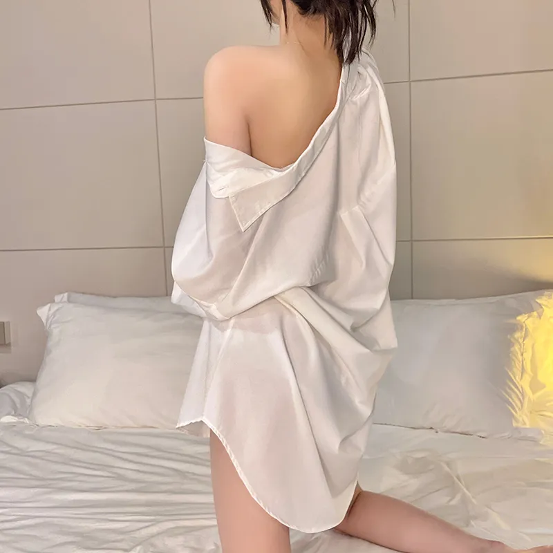 CAIHENGTONG Nightgown Women's White-14